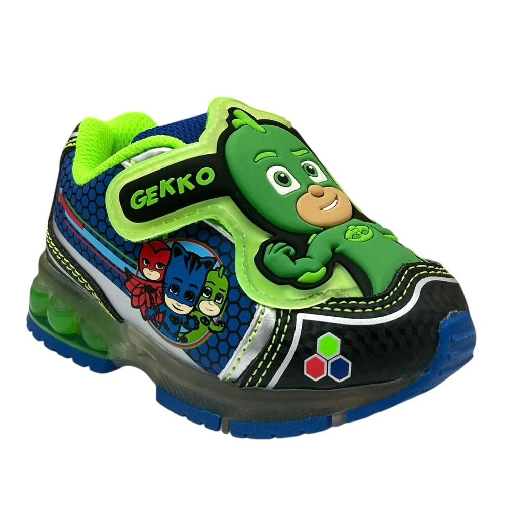 PJ Masks Toddler Boy's Slip-on‎ Sneakers Size 6 Black-Green-Blue Light-Up Shoes